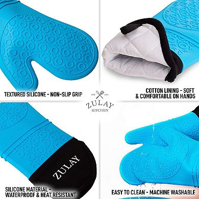 Zulay Kitchen Extra Long Silicone Oven Mitts