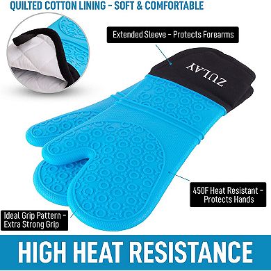 Zulay Kitchen Extra Long Silicone Oven Mitts