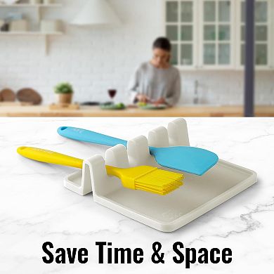 Zulay Kitchen Silicone Utensil Rest with Drip Pad for Multiple Utensils