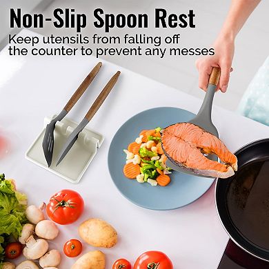Zulay Kitchen Silicone Utensil Rest with Drip Pad for Multiple Utensils