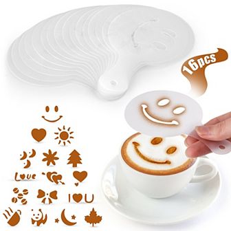 Zulay Kitchen 16 pc Coffee Stencils for Latte Art - Barista Accessories for Latte and Cappuccino