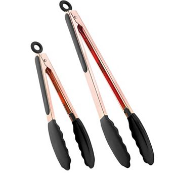 Zulay Kitchen Stainless Steel Kitchen Tongs with Silicone Tips - Se