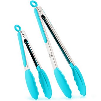 Zulay Kitchen Stainless Steel Kitchen Tongs with Silicone Tips - Se