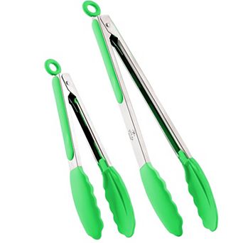 Zulay Kitchen Stainless Steel Kitchen Tongs with Silicone Tips - Se