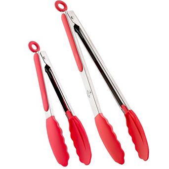 Zulay Kitchen Stainless Steel Kitchen Tongs with Silicone Tips - Se
