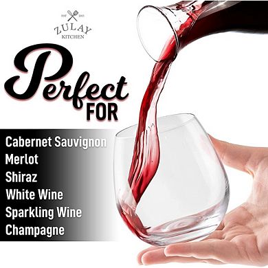 Zulay Kitchen Stemless Wine Glasses Set