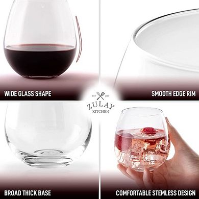Zulay Kitchen Stemless Wine Glasses Set