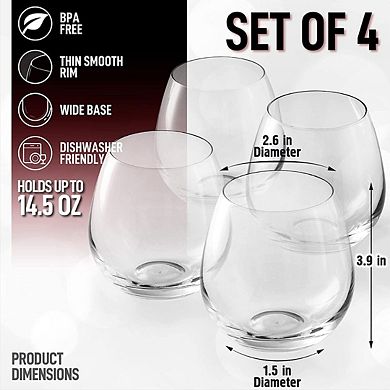 Zulay Kitchen Stemless Wine Glasses Set
