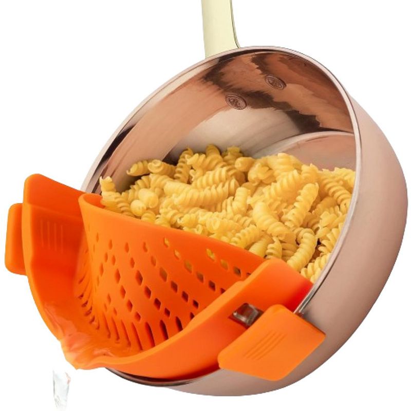 Kitchen Gizmo Snap N Strain Pot Strainer and Pasta Strainer - Adjustable  Silicone Clip On Strainer for Pots, Pans, and Bowls - Gray, Scove