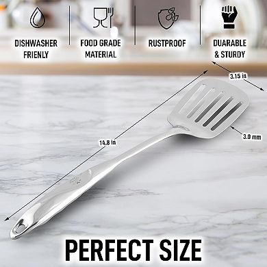 Zulay Kitchen Slotted Turner Metal Spatula