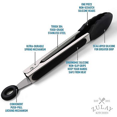 Zulay Kitchen Stainless Steel Tongs Set
