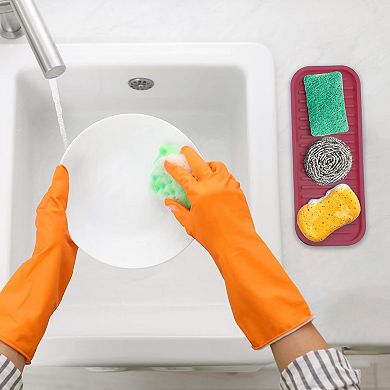 Zulay Silicone Sponge Holder Sink Organizer Tray - Flexible Multipurpose Kitchen Soap Sponge Holder