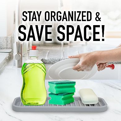 Zulay Silicone Sponge Holder Sink Organizer Tray - Flexible Multipurpose Kitchen Soap Sponge Holder