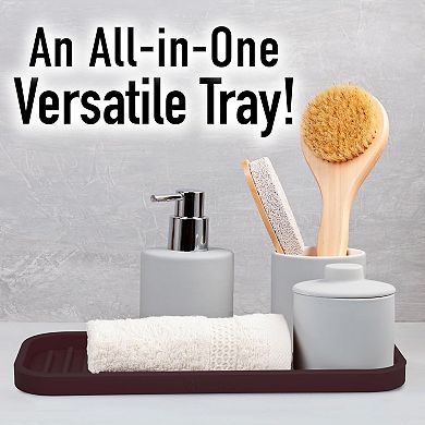 Zulay Silicone Sponge Holder Sink Organizer Tray - Flexible Multipurpose Kitchen Soap Sponge Holder