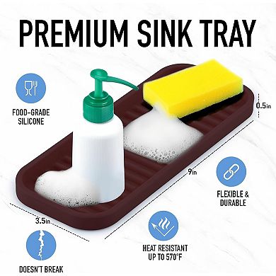 Zulay Silicone Sponge Holder Sink Organizer Tray - Flexible Multipurpose Kitchen Soap Sponge Holder