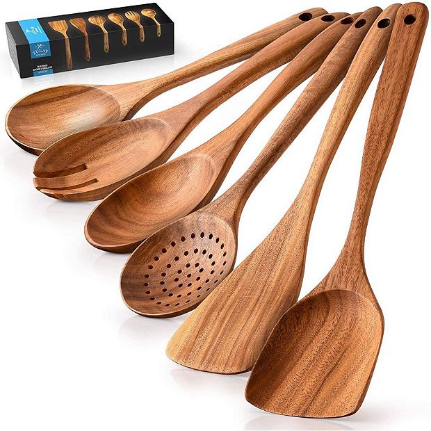  Wooden Spoons for Cooking, 10 Pcs Teak Wood Cooking