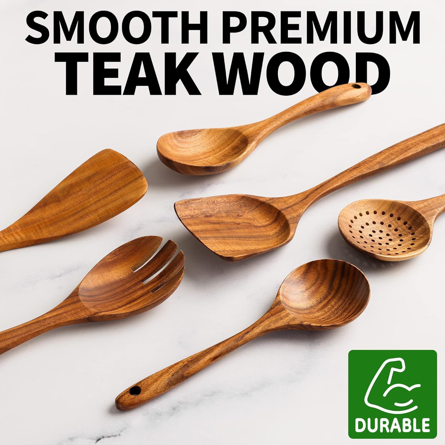Zulay Kitchen Teak Cooking Spoon - Thumbnail 4