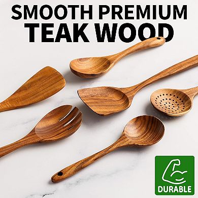 Zulay Kitchen Wooden Spoons for Cooking 6-Piece