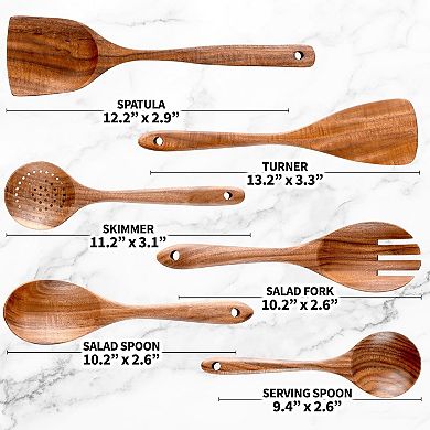 Zulay Kitchen Wooden Spoons for Cooking 6-Piece