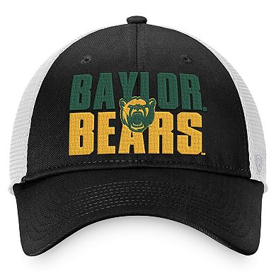 Men's Top of the World Black/White Baylor Bears Stockpile Trucker Snapback Hat