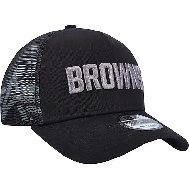 Men's New Era x Alpha Industries Black Cleveland Browns A-Frame 9FORTY Trucker Snapback Hat