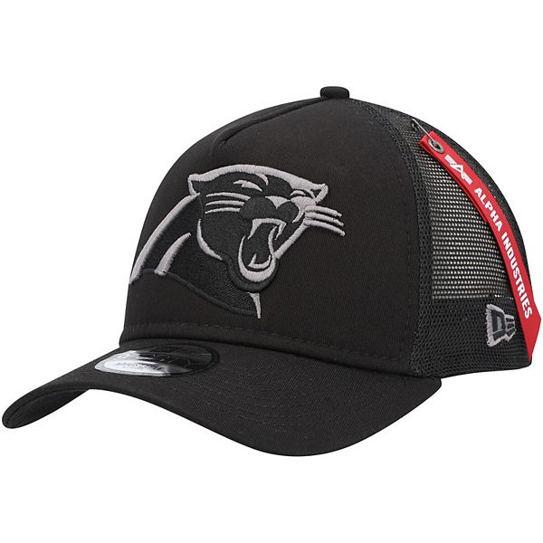 Men's New Era Gray Carolina Panthers Trucker Mesh 9FORTY Snapback Hat