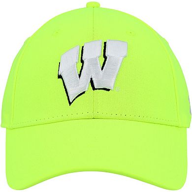 Men's Under Armour Neon Green Wisconsin Badgers Signal Call Performance Flex Hat