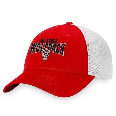 Men's Top of the World Red/White NC State Wolfpack Breakout Trucker Snapback Hat