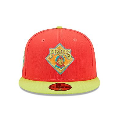 Men's New Era Red/Neon Green Pittsburgh Pirates   Lava Highlighter Combo 59FIFTY Fitted Hat