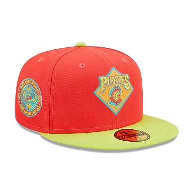 Men's New Era Red/Neon Green Pittsburgh Pirates   Lava Highlighter Combo 59FIFTY Fitted Hat