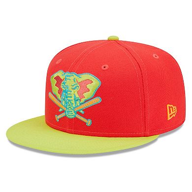 Men's New Era Red/Neon Green Oakland Athletics 40th Anniversary Lava Highlighter Combo 59FIFTY Fitted Hat