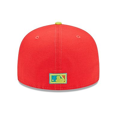 Men's New Era Red/Neon Green Oakland Athletics 40th Anniversary Lava Highlighter Combo 59FIFTY Fitted Hat