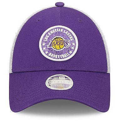 Women's New Era Purple/White Los Angeles Lakers Glitter Patch 9FORTY Snapback Hat