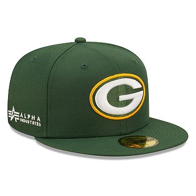 Men's New Era x Alpha Industries Green Green Bay Packers Alpha 59FIFTY Fitted Hat