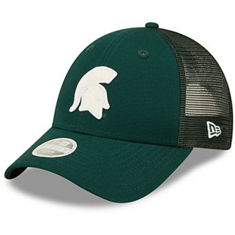 Women's New Era Green Michigan State Spartans 9FORTY Logo Spark Trucker Snapback Hat