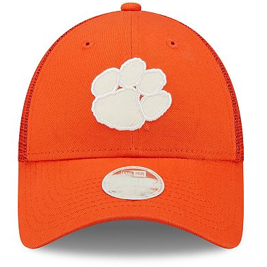 Women's New Era Orange Clemson Tigers 9FORTY Logo Spark Trucker Snapback Hat