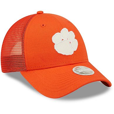 Women's New Era Orange Clemson Tigers 9FORTY Logo Spark Trucker Snapback Hat