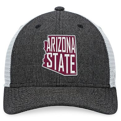 Men's Top of the World Charcoal/White Arizona State Sun Devils Townhall Trucker Snapback Hat