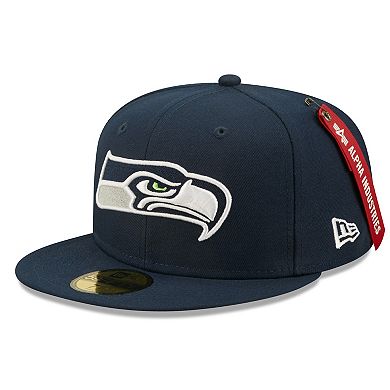 Men's New Era x Alpha Industries College Navy Seattle Seahawks Alpha 59FIFTY Fitted Hat