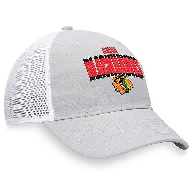 Men's Fanatics Branded Heather Gray/White Chicago Blackhawks Team Trucker Snapback Hat
