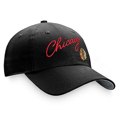 Women's Fanatics Branded Black Chicago Blackhawks True Classic Retro Script Adjustable Hat