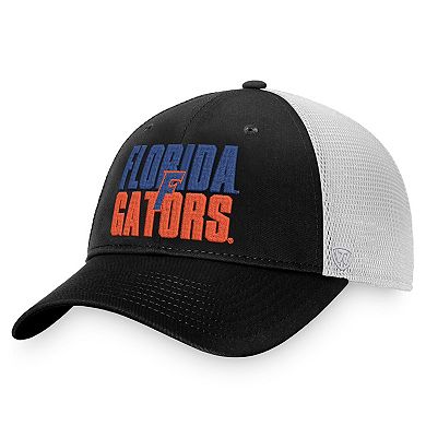 Men's Top of the World Black/White Florida Gators Stockpile Trucker Snapback Hat