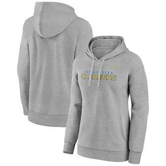 Women's Fanatics Branded Heathered Gray Los Angeles Chargers Checklist Crossover V-Neck Pullover Hoodie