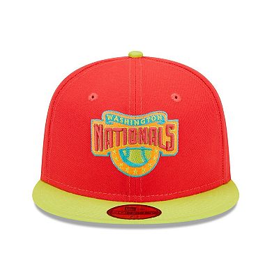Men's New Era Red/Neon Green Washington Nationals 2008 Inaugural Season Lava Highlighter Combo 59FIFTY Fitted Hat