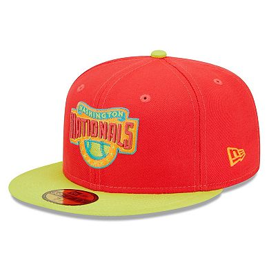 Men's New Era Red/Neon Green Washington Nationals 2008 Inaugural Season Lava Highlighter Combo 59FIFTY Fitted Hat