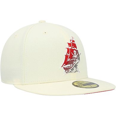 Men's New Era Cream Tampa Bay Buccaneers Chrome Dim 59FIFTY Fitted Hat