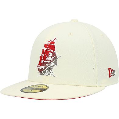 Men's New Era Cream Tampa Bay Buccaneers Chrome Dim 59FIFTY Fitted Hat