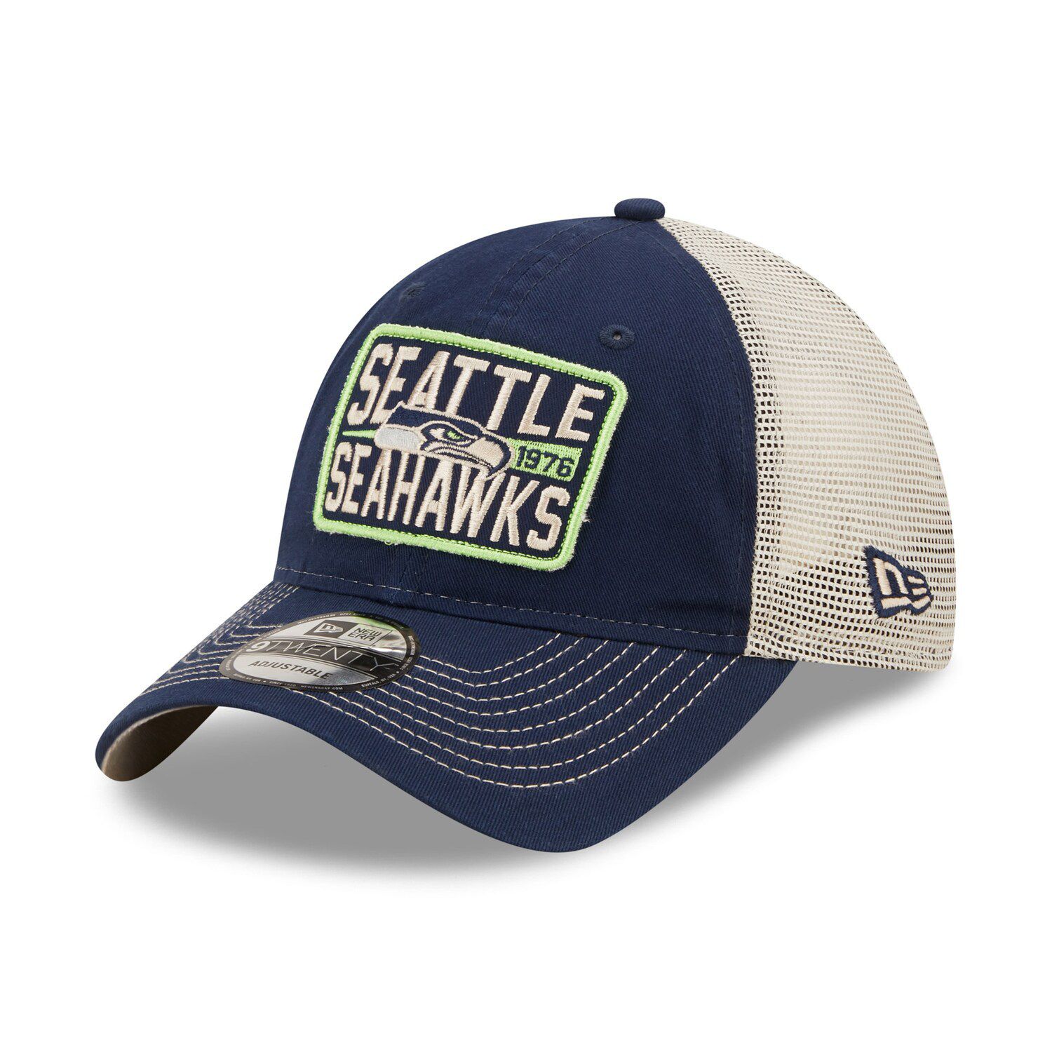 Men's New Era Graphite/College Navy Seattle Seahawks 2021 NFL Draft Trucker 9FORTY Snapback Adjustable Hat