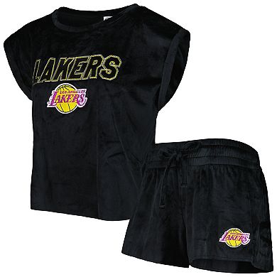 Women's Concepts Sport Black Los Angeles Lakers Intermission T-Shirt & Shorts Sleep Set