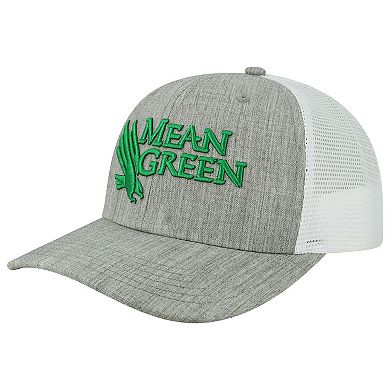 Men's Heather Gray/White North Texas Mean Green The Champ Trucker Snapback Hat